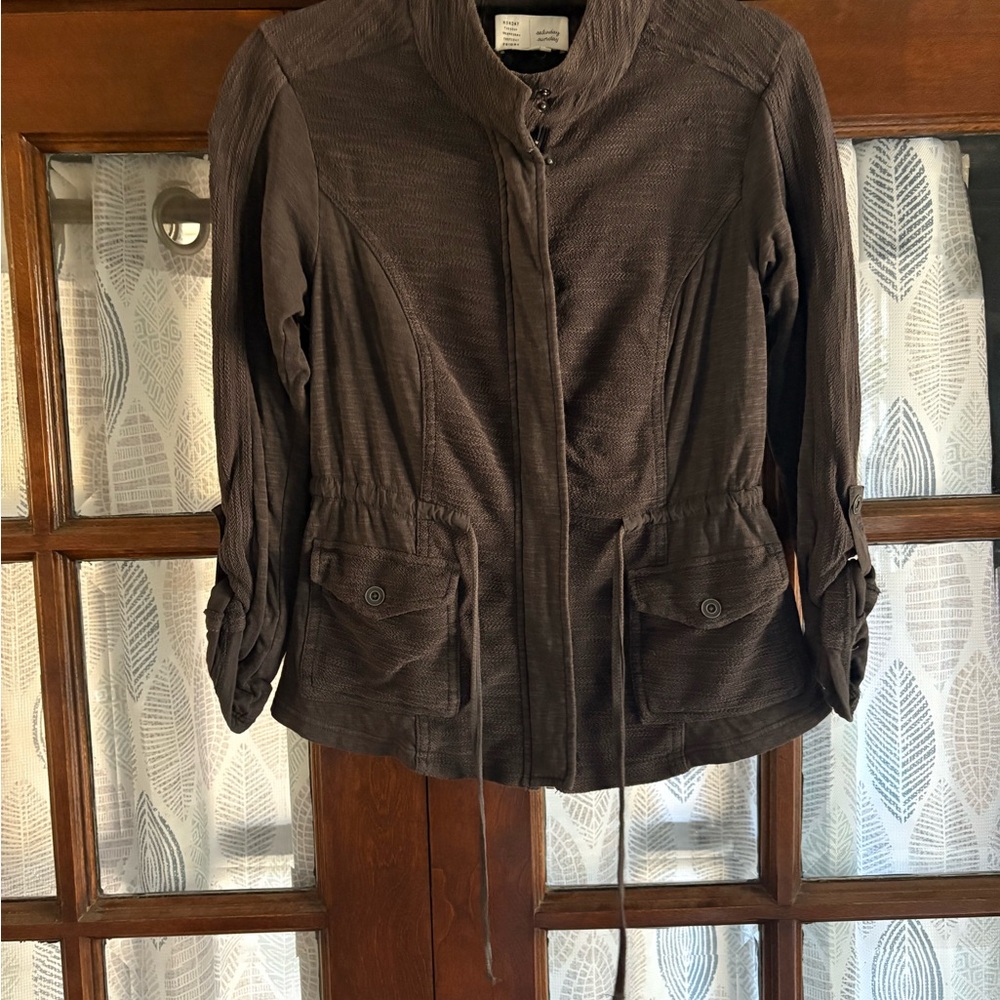 Anthropologie Saturday Sunday Dark Gray Cotton Textured Jacket - Picture 7 of 13